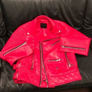 Red leather biker jacket